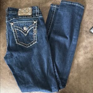 Miss Me Blue Boot Cut Jeans with Decorative Stitching